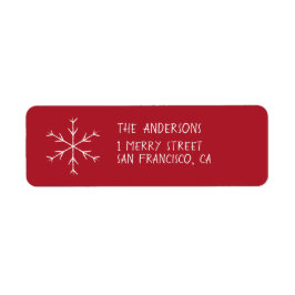 Red Address Labels mit Snowflake für Ferien