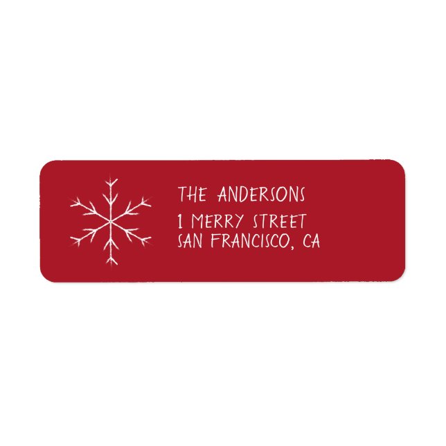 Red Address Labels mit Snowflake für Ferien (Vorne)