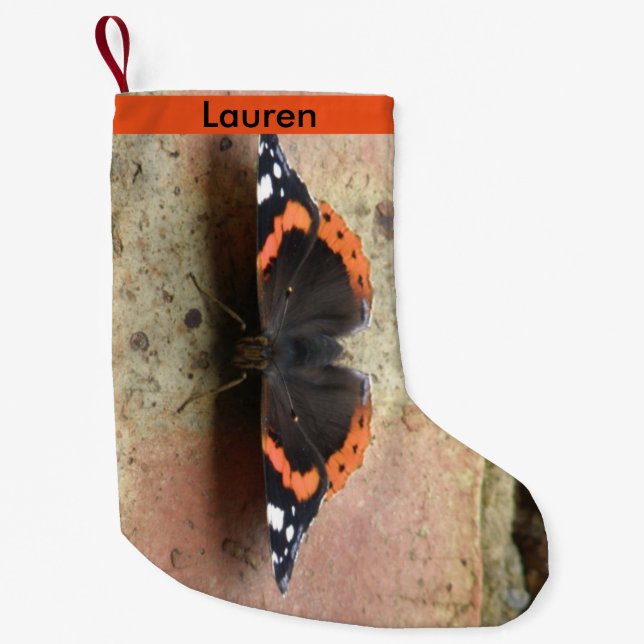Red Admiral Butterfly Custom Strumpf Kleiner Weihnachtsstrumpf (Vorderseite)