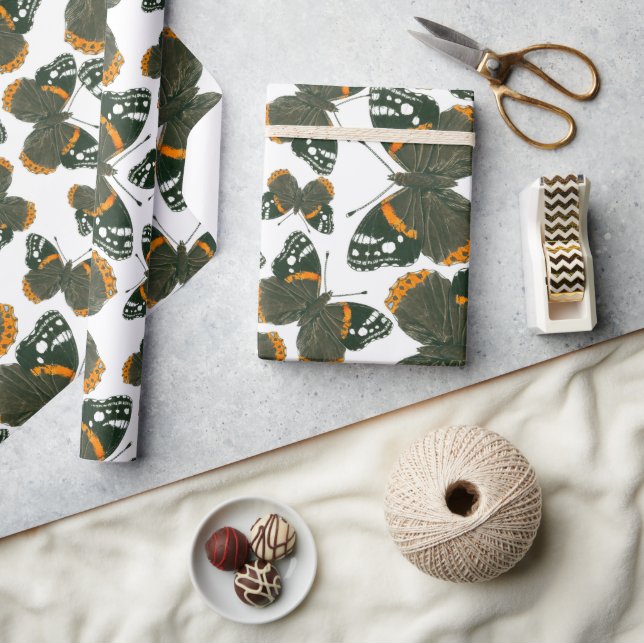 Red admiral butterfly pattern geschenkpapier (Basteln)