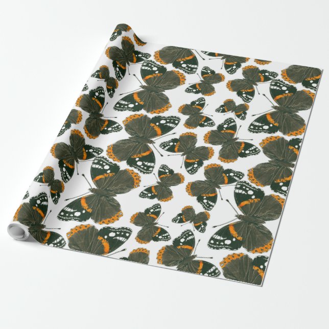 Red admiral butterfly pattern geschenkpapier (Ungerollt)