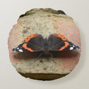 Red Admiral Butterfly Pillow Rundes Kissen