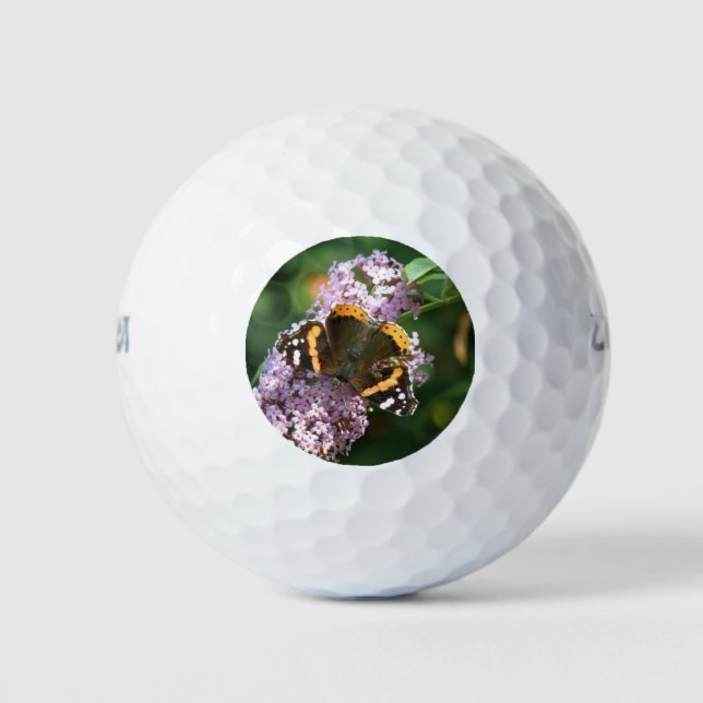 Red Admiral Butterfly und Buddleia Golf Ball (Vorderseite)