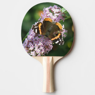 Red Admiral Butterfly und Buddleia Ping Pong Tischtennis Schläger