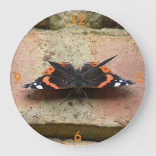 Red Admiral Butterfly Wall Clock Große Wanduhr
