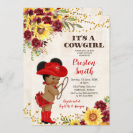Red African Cowgirl Rose und Sonnenblumendusche Einladung