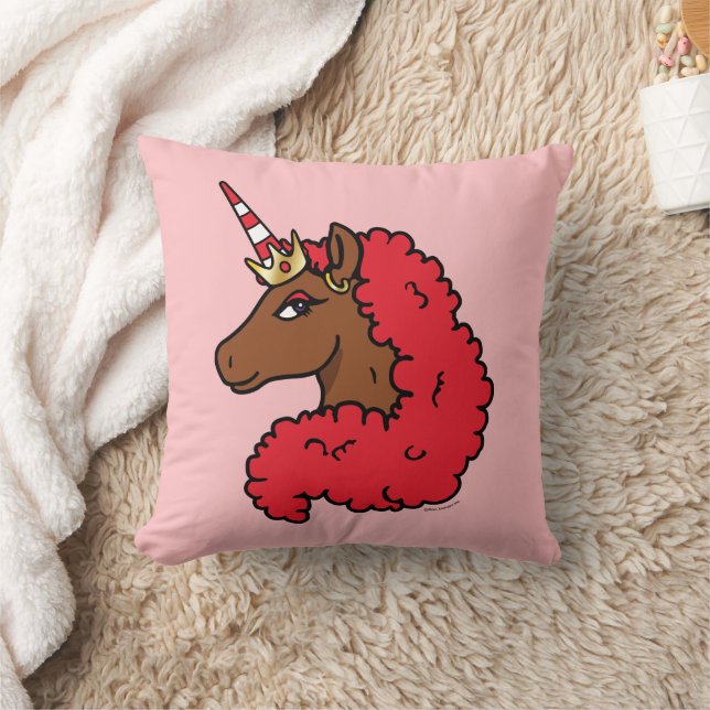 Red Afro Unicorn Kissen (Decke)