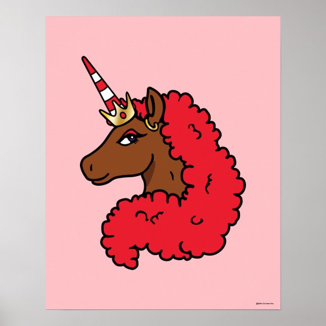 Red Afro Unicorn Poster (Vorne)