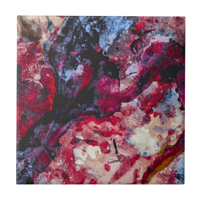 Red Agate Crystal Geode Abstrakt Fliese (Vorderseite)