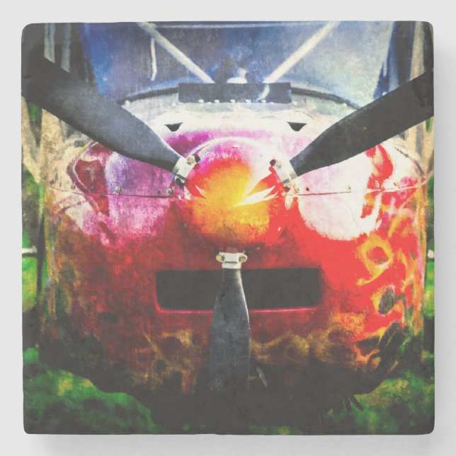 Red Aircraft - klein, aber scharf Steinuntersetzer (Vorderseite)