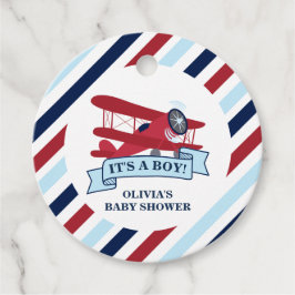 Red Airplane Baby Dusche Geschenkanhänger