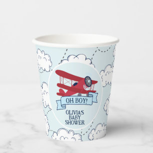 Red Airplane Baby Dusche Pappbecher