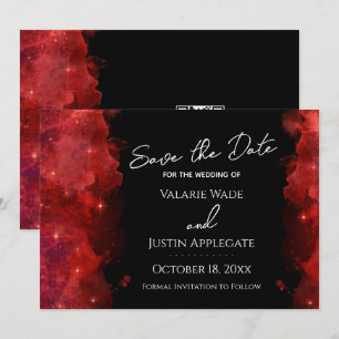 Red Alcohol Ink Galaxy Save the Date Hochzeit Einladung