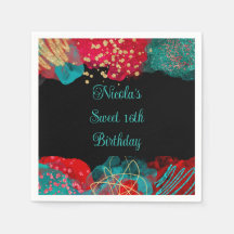 Red Alcohol Ink Sweet 16 Geburtstagsparty