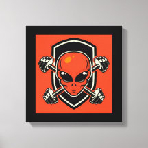 Red Alien Gym Stretched Canvas Print