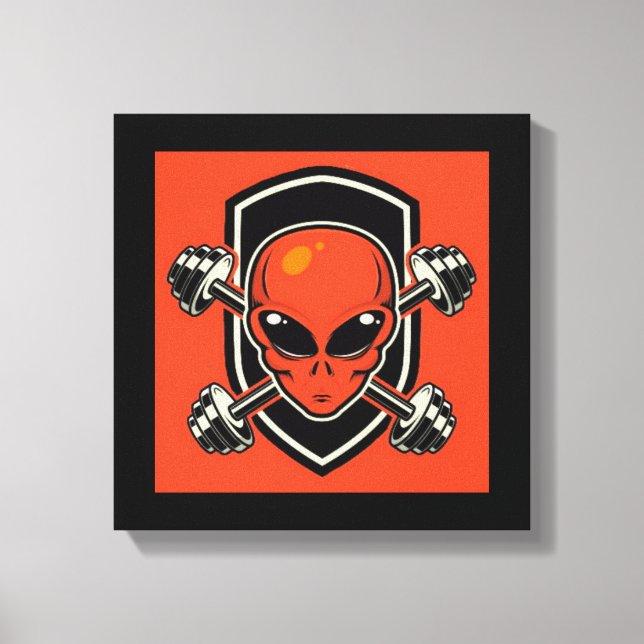 Red Alien Gym Stretched Canvas Print Leinwanddruck (Vorderseite)