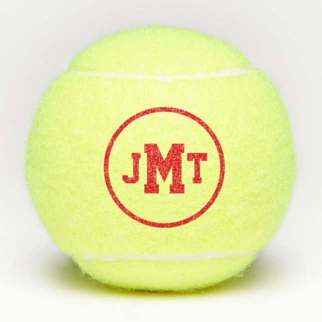 Red All-American Monogram Tennis Balls Tennisbälle (Vorderseite)