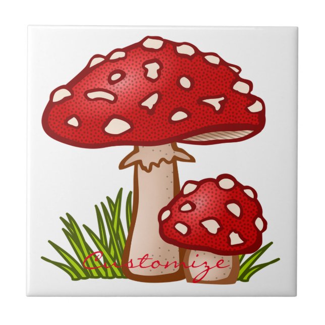 Red Amanita Mushrooms Thunder_Cove Fliese (Vorderseite)