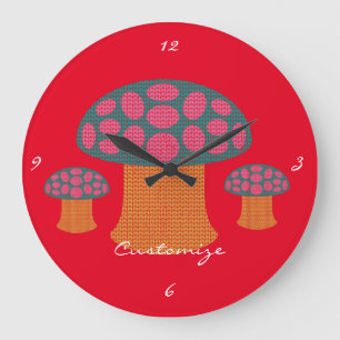 Red Amanita Mushrooms Thunder_Cove Große Wanduhr