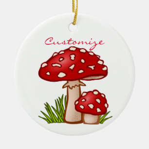 Red Amanita Mushrooms Thunder_Cove Keramik Ornament