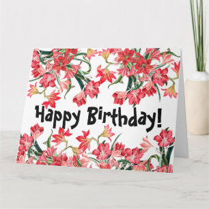 Red Amarylis Blume Floral Big Birthday Card Karte
