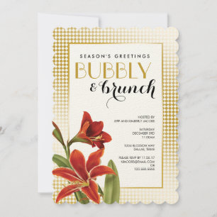 Red Amaryllis Blume Gold überprüft Einladung