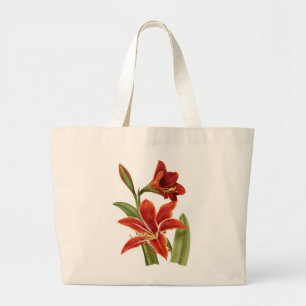 Red Amaryllis Botanical Print Jumbo Stoffbeutel