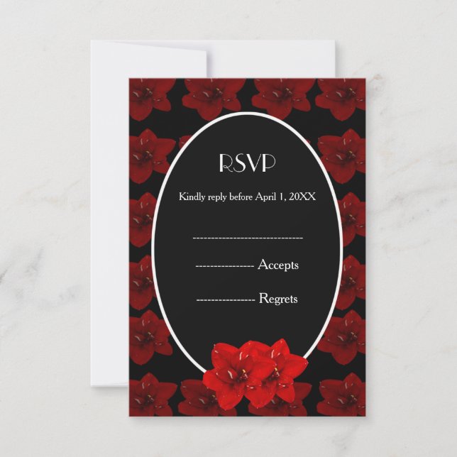 Red Amaryllis gold weded RSVP Karte (Vorderseite)