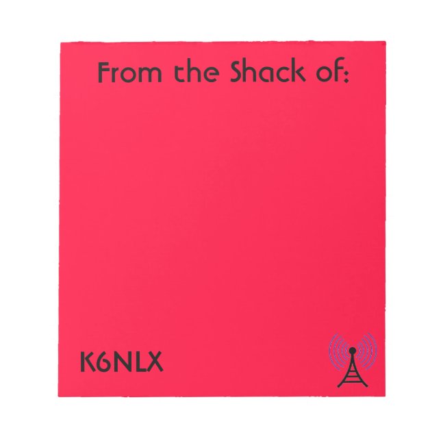 Red Amateur Radio Call Sign Notepad Notizblock (Vorderseite)