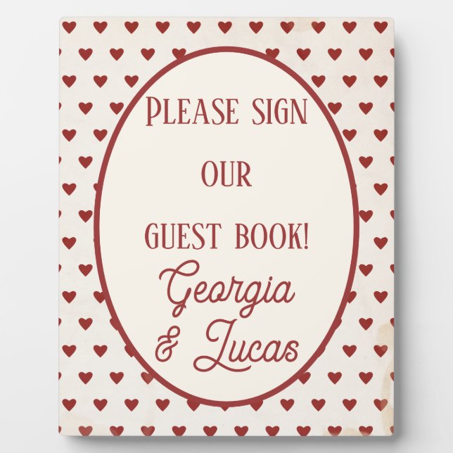 Red Americana Sweethearts Gästebuch Fotoplatte (Vorderseite)