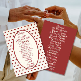 Red Americana Sweethearts Hochzeitsprogramm Menükarte