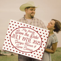 Red Americana Sweethearts Rett-the-Date-Postkarte