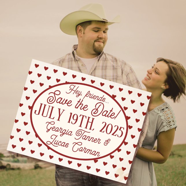 Red Americana Sweethearts Rett-the-Date-Postkarte Postkarte (Von Creator hochgeladen)