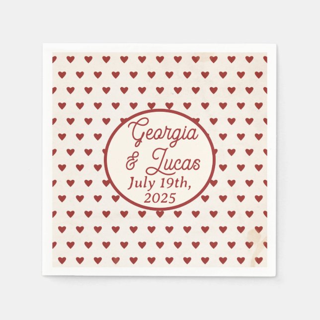 Red Americana Sweethearts Wedding Cocktail Serviette (Vorderseite)