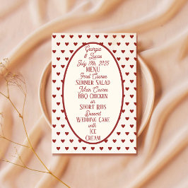 Red Americana Sweethearts Wedding Menükarte