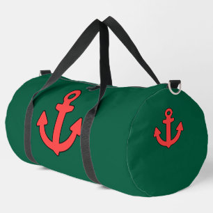 Red Anchor Green Travel Athletic Sailing Duffle Bag