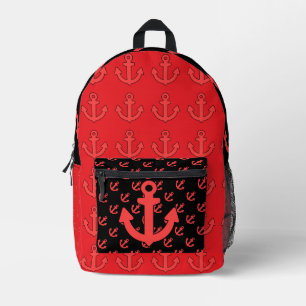 Red Anchor Repeat Red Black Bedruckter Rucksack
