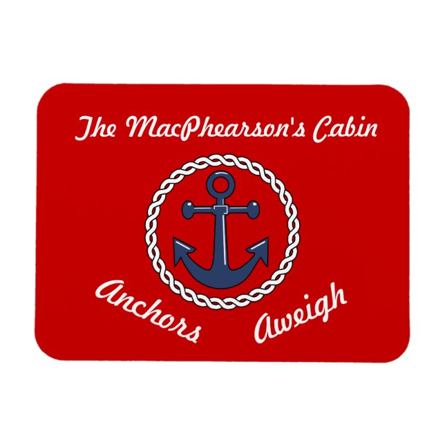 Red Anchors Aweigewicht Stateroom Door Marker Magnet (Horizontal)