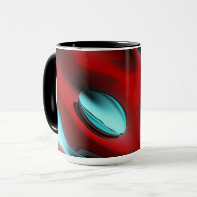 Red and Aqua Abstract Tasse (Vorderseite Links)