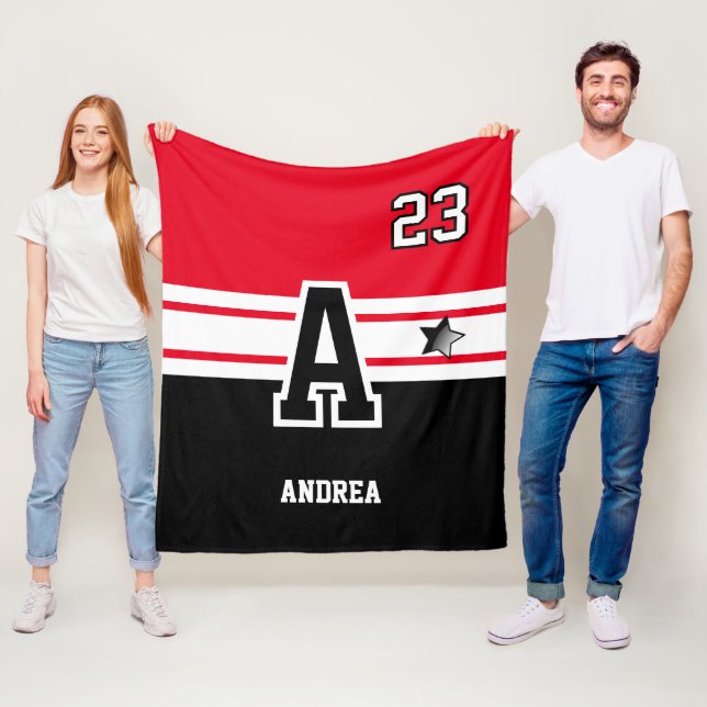 Red and Black All Sport Letter Fleecedecke (Beispiel)