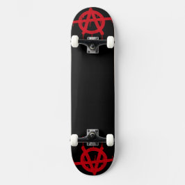 Red And Black Anarchy Original Art Skateboard