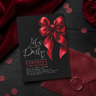 Red and Black Bow Luxury Elegante Gala Geburtstag Einladung