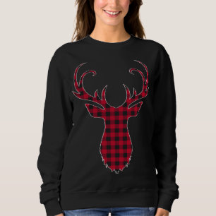 Red and Black Buffalo Kariert Rentier Christmas De Sweatshirt