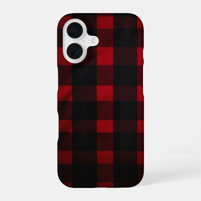 Red and Black Buffalo Plaid Pattern iPhone 16 Hülle (Rückseite)