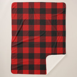 Red and Black Buffalo Plaid Sherpa Blanket Sherpadecke