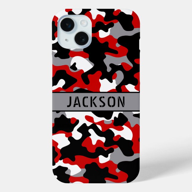 Red and Black Camouflage Personalized Case-Mate iPhone Hülle (Rückseite)