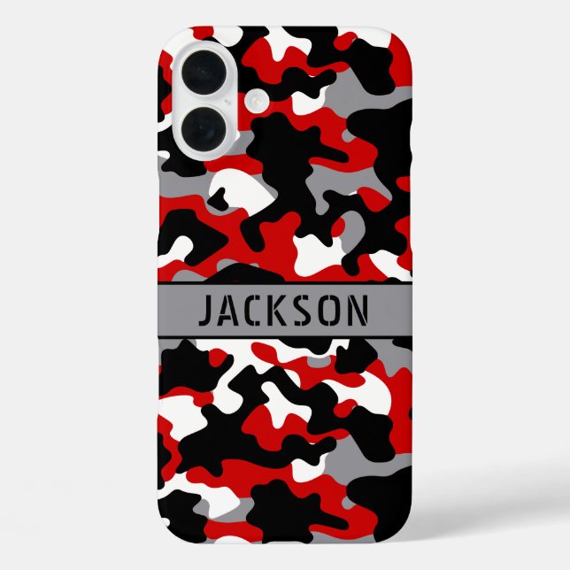 Red and Black Camouflage Personalized Case-Mate iPhone Hülle (Rückseite)