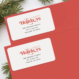 Red and Black Christmas Holiday Return Address Adressaufkleber