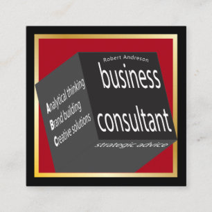 Red and Black Cube Business Consultant Geometric Quadratische Visitenkarte