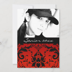 Red and Black Damask Senior Class of 20xx Grad Ankündigung